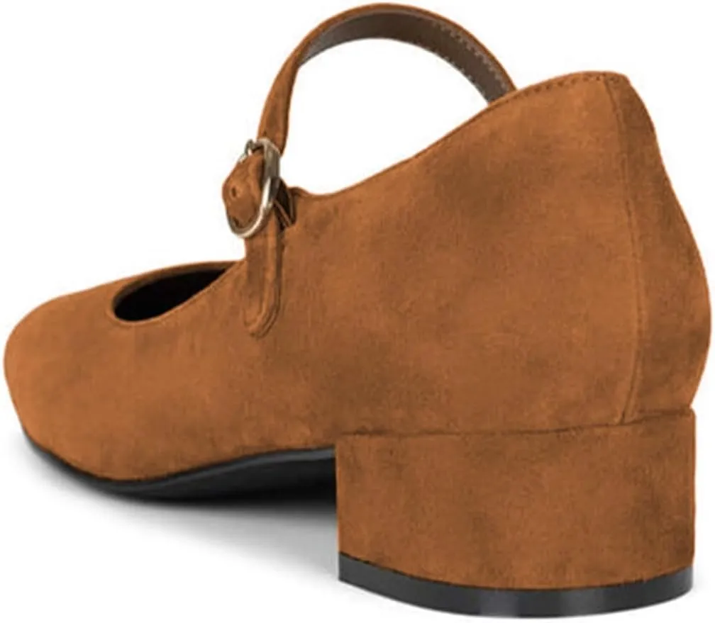 miss left Women's Classic Closed Round Toe Mary Jane Pumps Adjustable Strap Block Low Heel Cute Casual Shoes Size 4-16 US