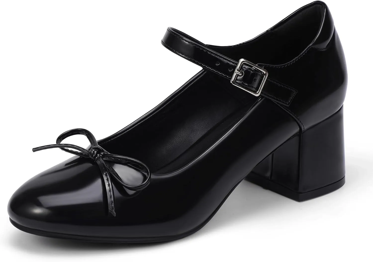 Mofri ShowHow Women's Mary Jane Shoes Women's Chunky Low Block Heels Mary Jane Round Closed Toe Pumps Wedding Office Dancing Dress Shoes
