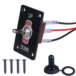 Momentary Toggle Switch (On) Off (On) SPDT 3Pin 3 Positions Waterproof Marine Toggle Switch 12V DC 125V 30A with Up Down Mounting Plate, Boot Cover,pre-Wired Cables for Automotive Boat Car Truck