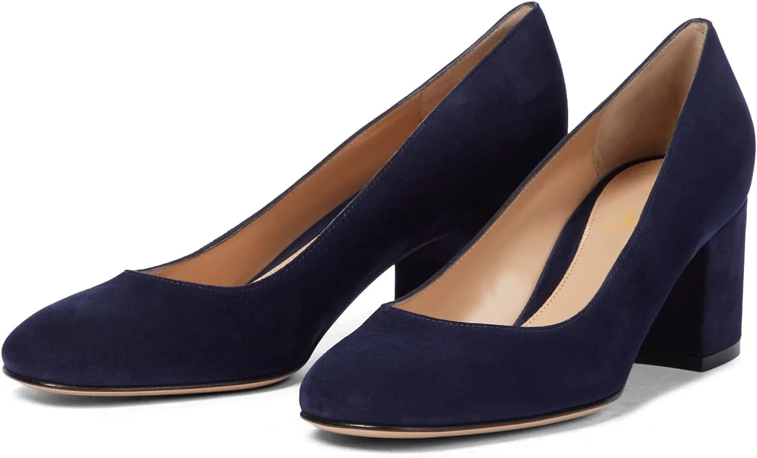 MOOMMO Women's Classic Chunky Block Heel Suede Pumps Round Closed Toe Slip On 2" Low Thick Heels Dress Shoes Matte Patent Leather Spring Fashion Office Work Pump Basic Shoe Elegant Wedding 4-11 M US