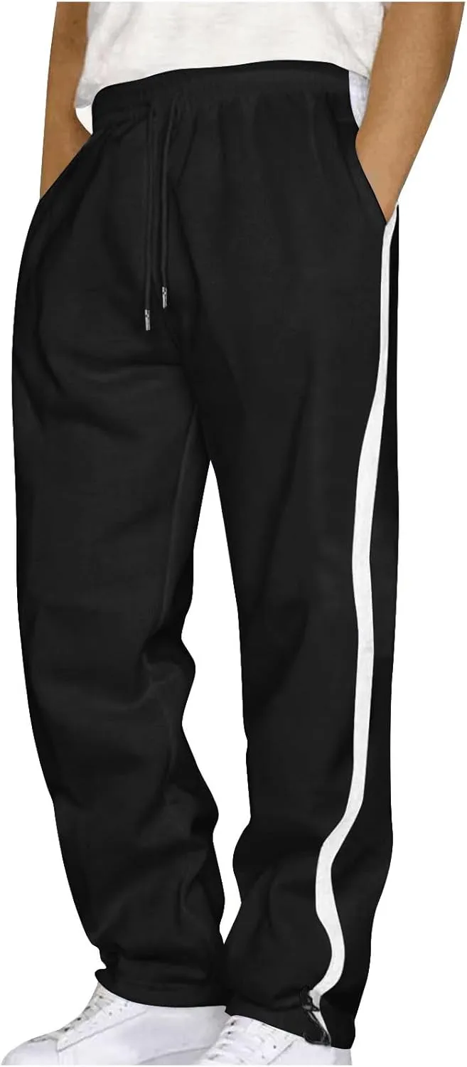 Muscularfit Mens Casual Pants Stretch Waist Big and Tall Athletic Sweatpants with Pockets Lightweight Solid Lounge Fall Pants