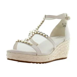 Naturalizer Womens Serena Strappy Wedge Sandal Warm White 8.5 M