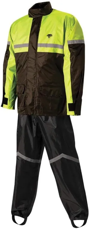 Nelson Rigg Stormrider Rain Suit; 100% Waterproof, Pants and Jacket Included with Reflective Striping (Hi-Vis Yellow/Black, Large)