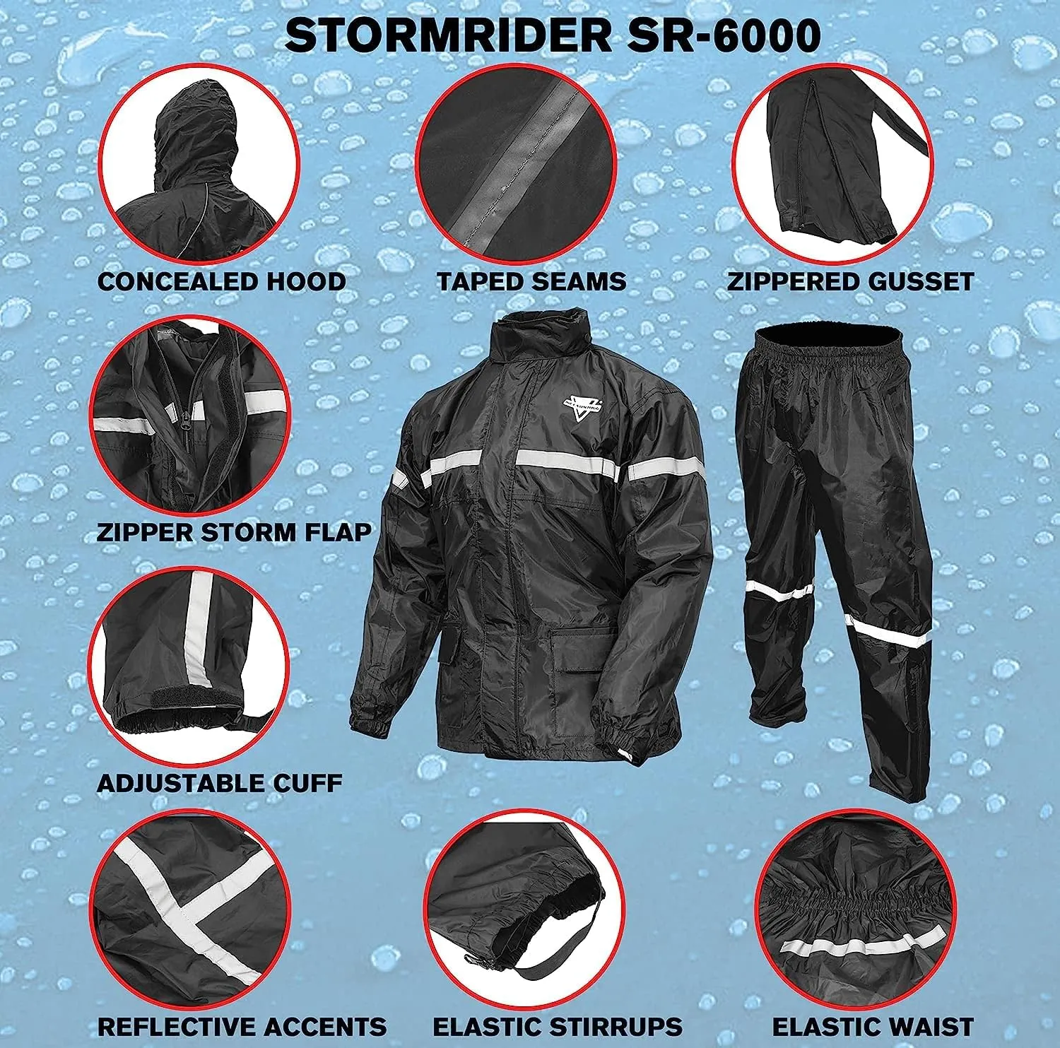 Nelson Rigg Stormrider Rain Suit; 100% Waterproof, Pants and Jacket Included with Reflective Striping (Hi-Vis Yellow/Black, Medium)