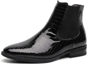 New Chelsea Boots For Men Crocodile Print Elastic Bandage Cowhide Leather Slip On Waterproof Non Anti-slip Work Classic Slip On