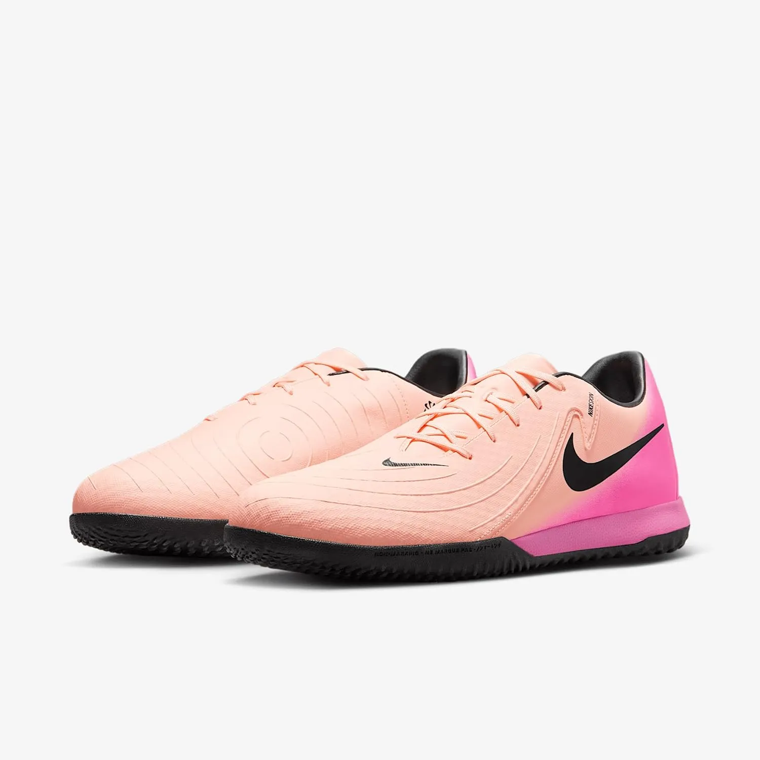 Nike Phantom GX 2 Academy IC Low-Top Soccer Shoes (FJ2581-800, Crimson Tint/Pink Blast/Black)