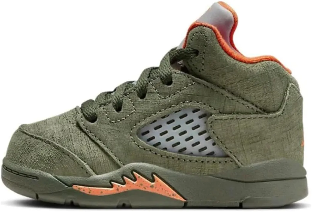NIKE Toddler Air Jordan 5 Retro 'Olive' Army Olive/Solar Orange (440890 308) TD - Size 4c