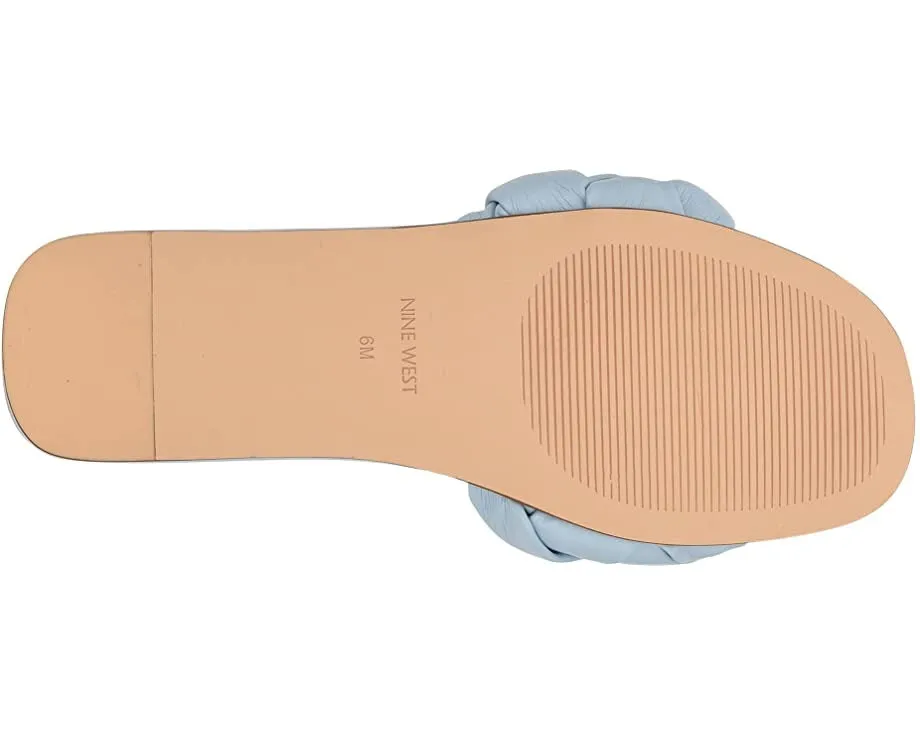 Nine Minimalist West Sandals Open Rounded 3 Light Slide Braided Outstanding support Faux Blue Toe Lula Leather