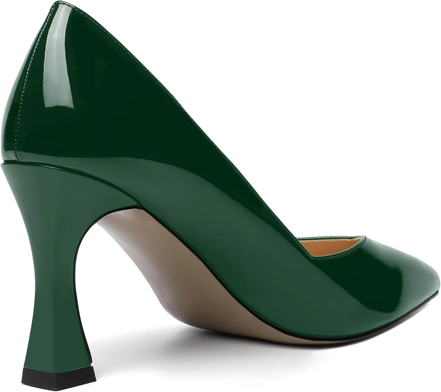NUMALEO Womens Slip On Dress Solid Pointed Toe Dating Patent Spool High Heel Pumps Shoes 3.3 Inch