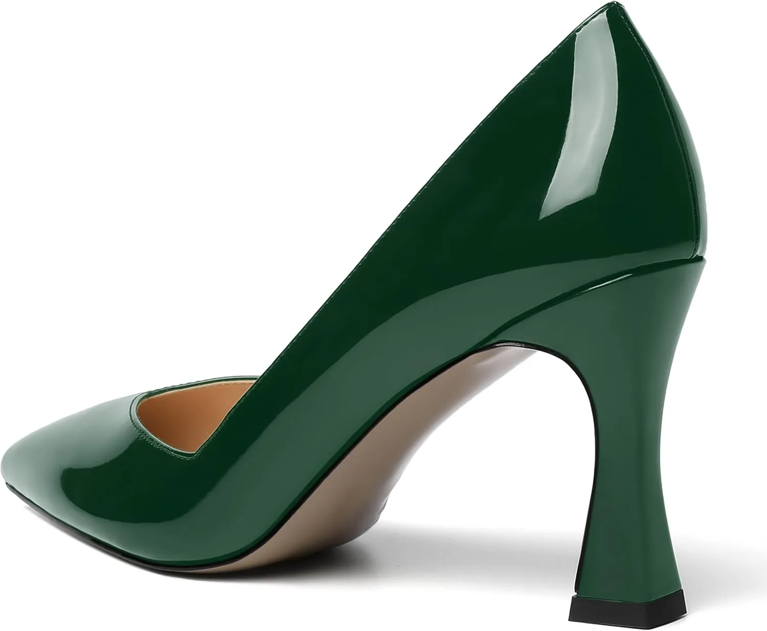 NUMALEO Womens Slip On Dress Solid Pointed Toe Dating Patent Spool High Heel Pumps Shoes 3.3 Inch