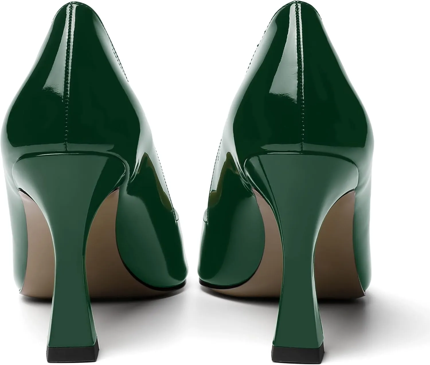 NUMALEO Womens Slip On Dress Solid Pointed Toe Dating Patent Spool High Heel Pumps Shoes 3.3 Inch