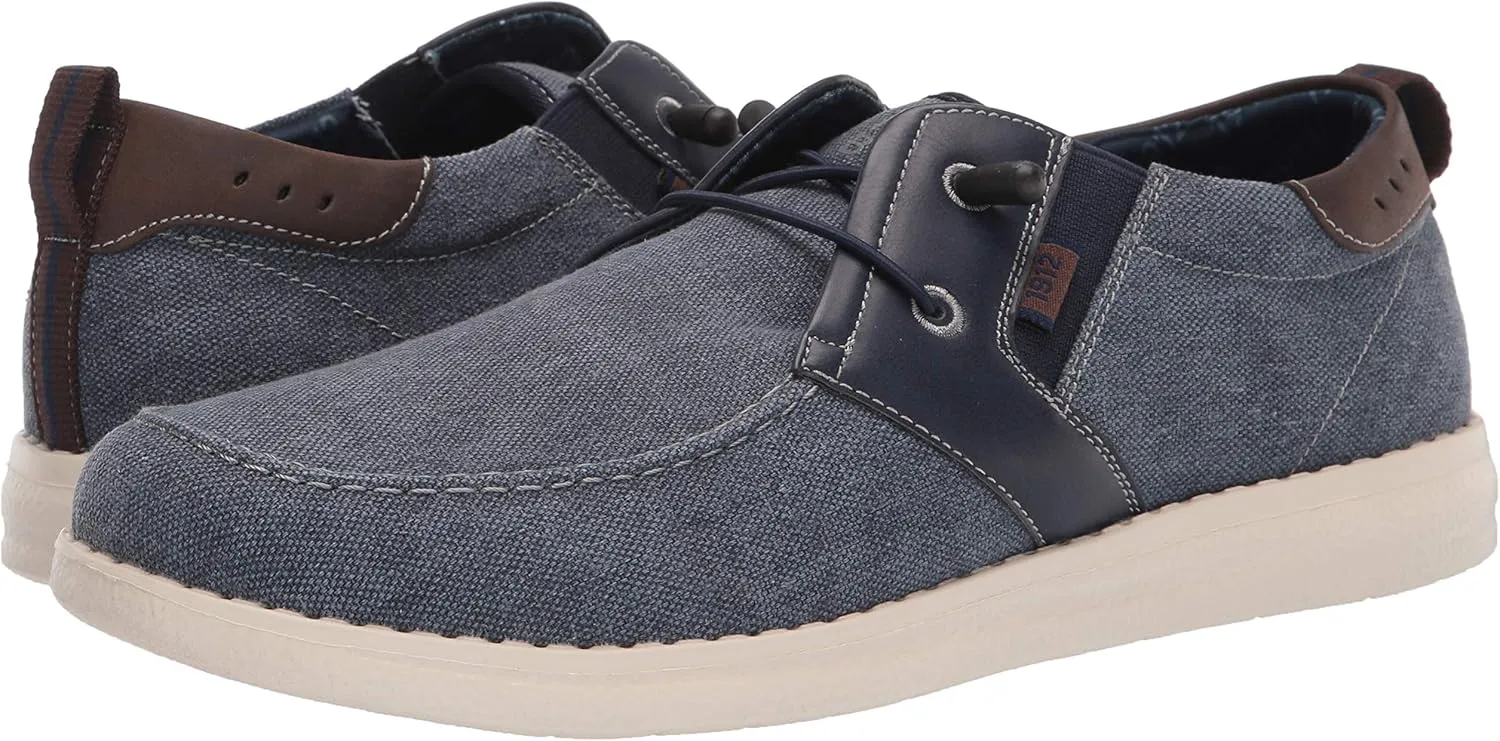Nunn Bush Men's Brewski Moc Toe Slip-on Canvas Knit Loafer with Elastic Bungee