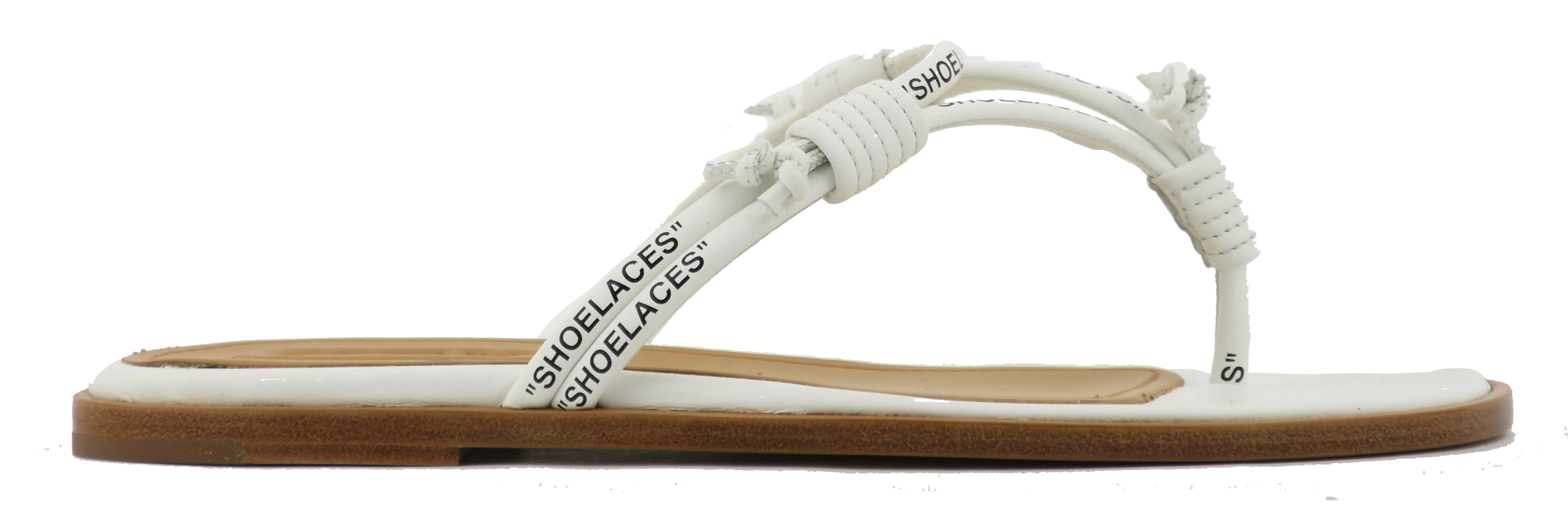OFF WHITE SHOELACE FLAT SANDAL WHITE BLACK