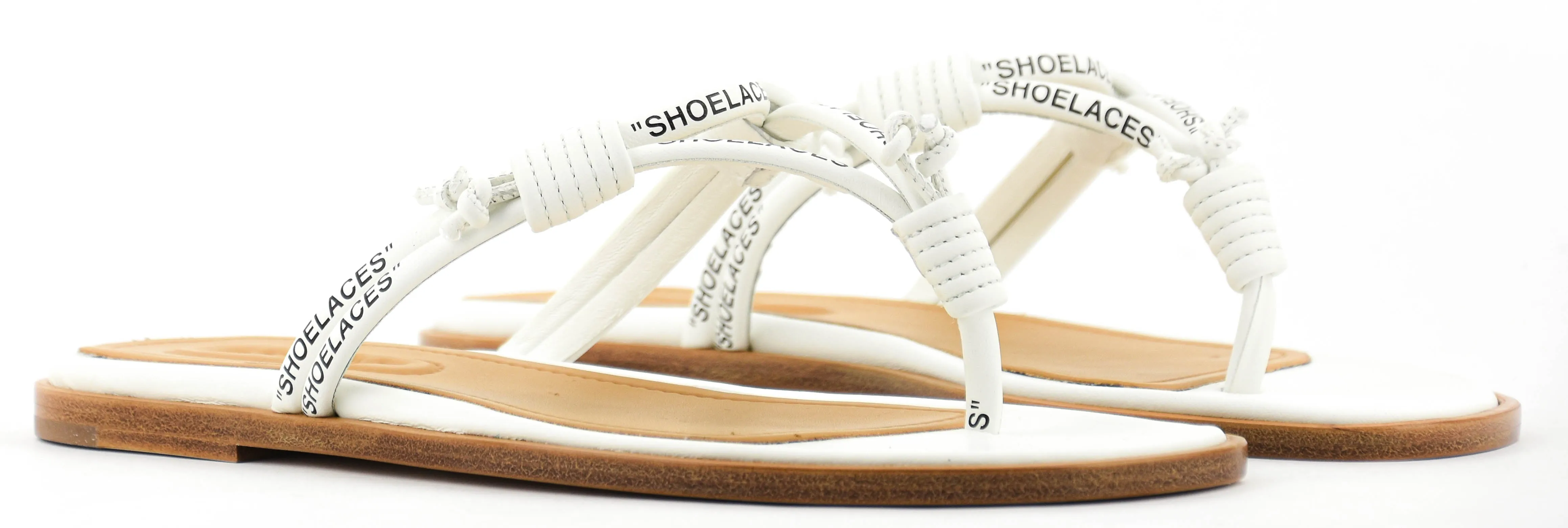 OFF WHITE SHOELACE FLAT SANDAL WHITE BLACK