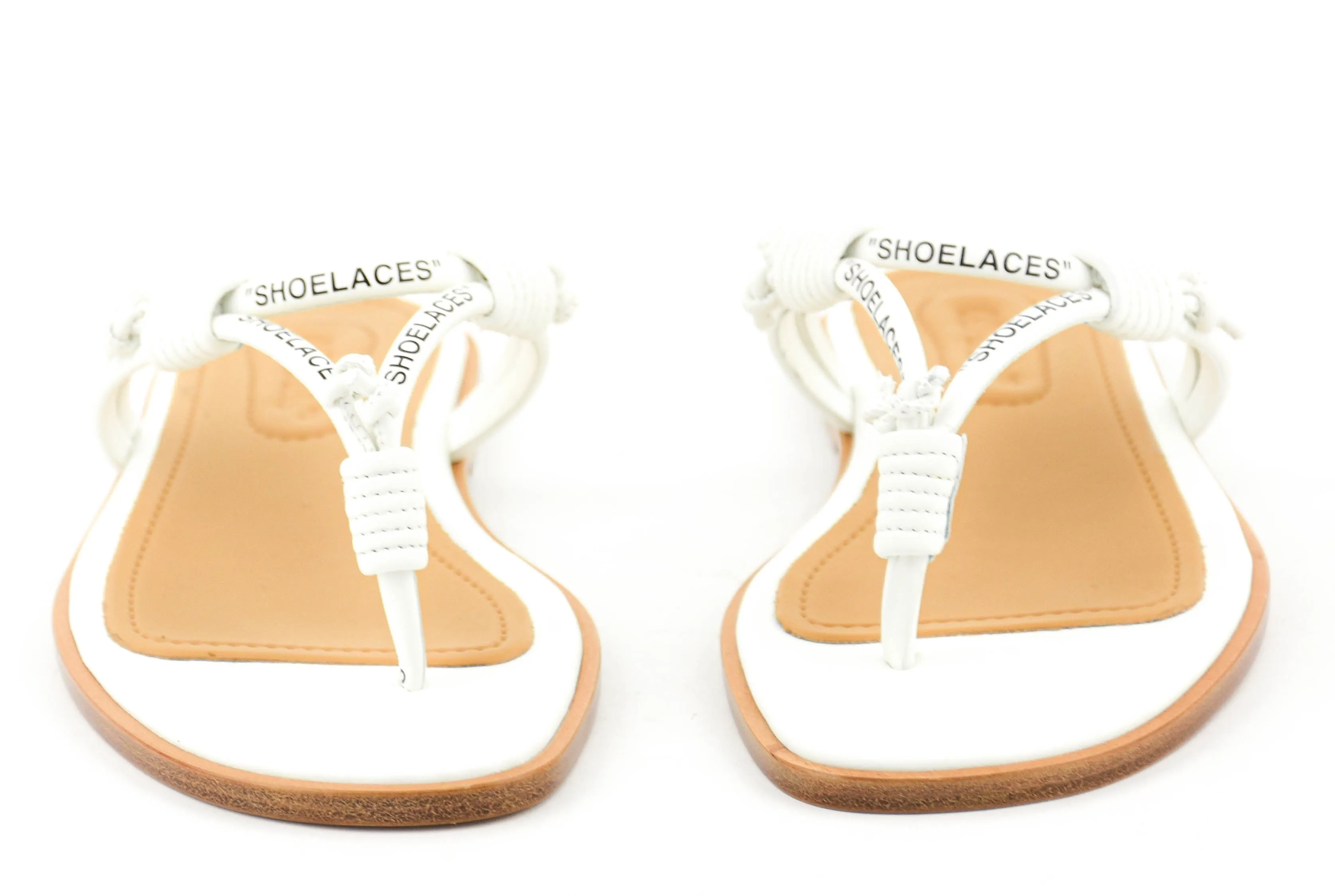 OFF WHITE SHOELACE FLAT SANDAL WHITE BLACK