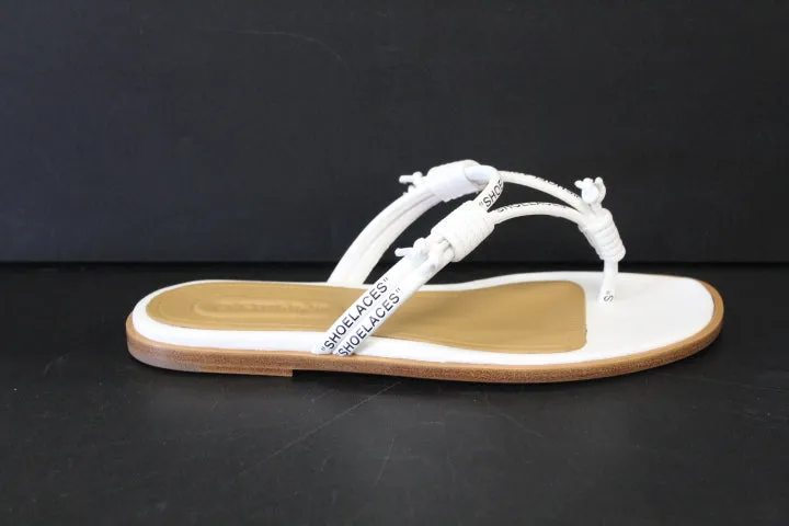 OFF WHITE SHOELACE FLAT SANDAL WHITE BLACK