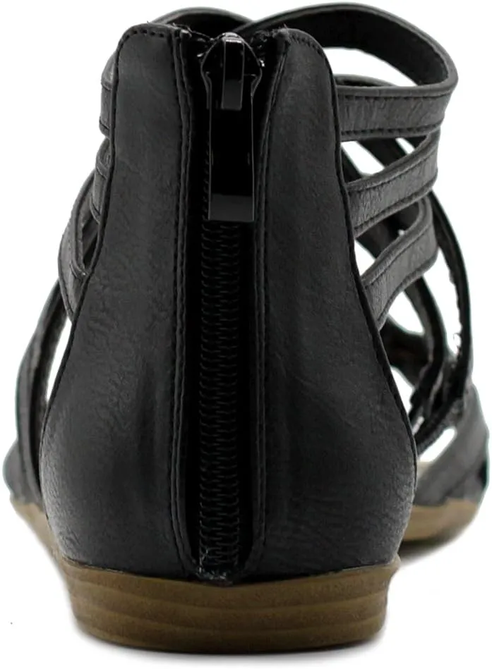 Ollio Women's Shoe Gladiator Strappy Zip Closure Multi Color Sandal