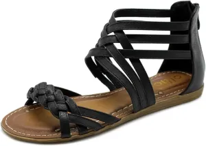 Ollio Women's Shoe Gladiator Strappy Zip Closure Multi Color Sandal