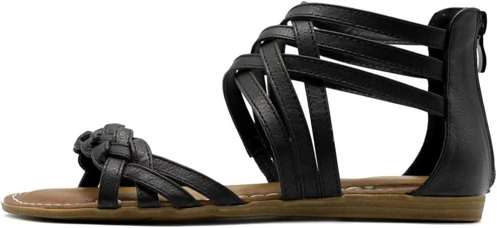 Ollio Women's Shoe Gladiator Strappy Zip Closure Multi Color Sandal