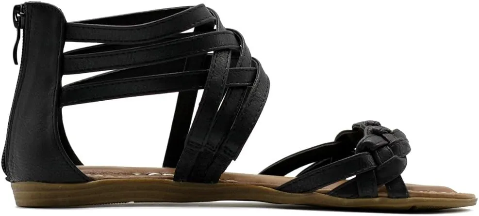 Ollio Women's Shoe Gladiator Strappy Zip Closure Multi Color Sandal