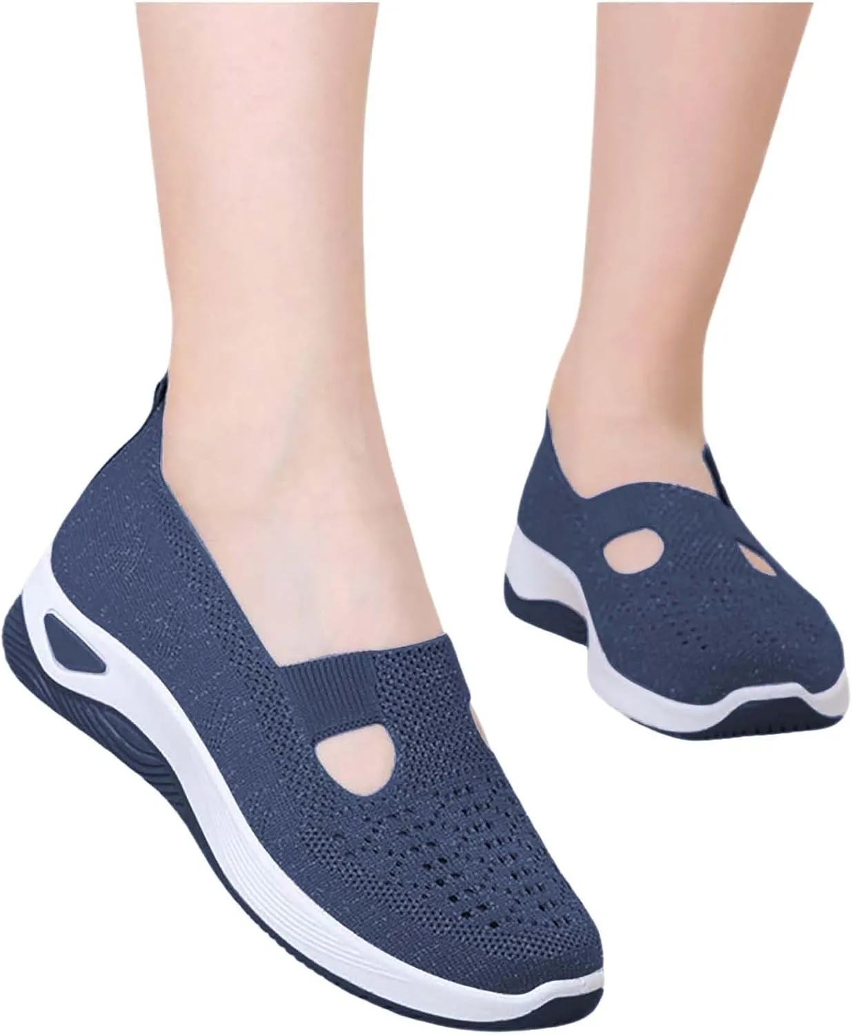 Orthowalkway Womens Shoes Orthopedic Arch Support Breathable Flying Woven Sneakers Casual Comfort Wear Slip On Sneaker