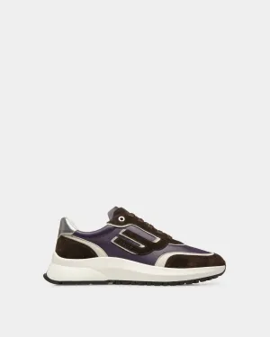 Outline Sneaker in Purple Leather and Brown Suede