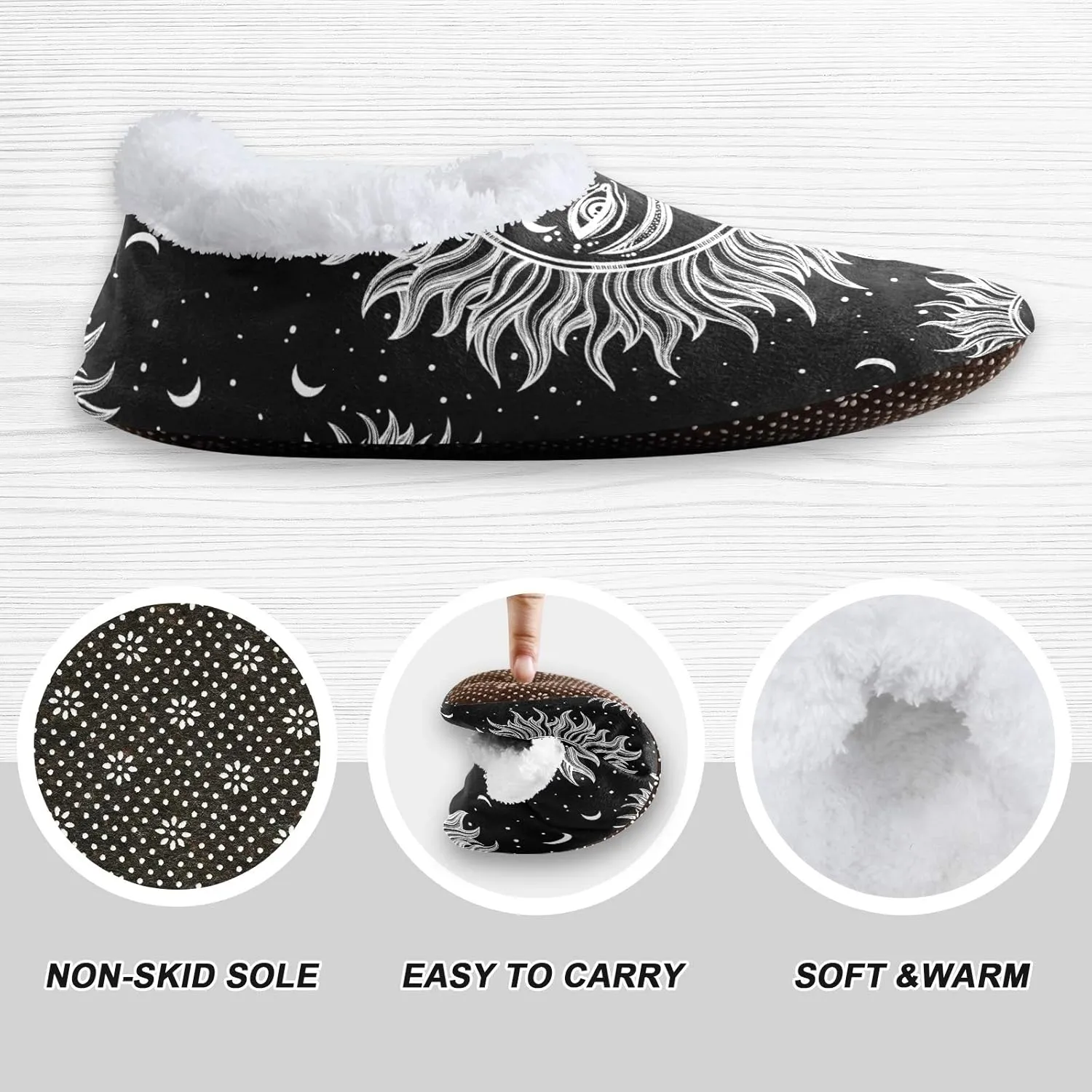 Oyihfvs Unisex Fuzzy House Slippers Memory Foam Warm Slip Shoes Fur Lining M-XXL
