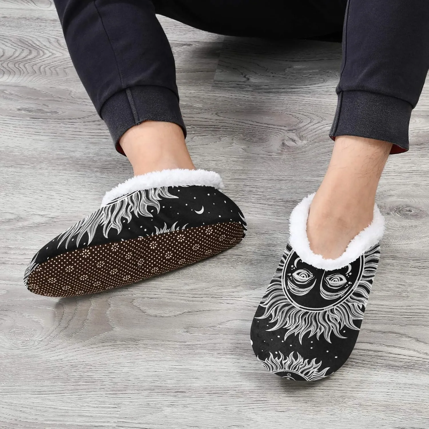 Oyihfvs Unisex Fuzzy House Slippers Memory Foam Warm Slip Shoes Fur Lining M-XXL