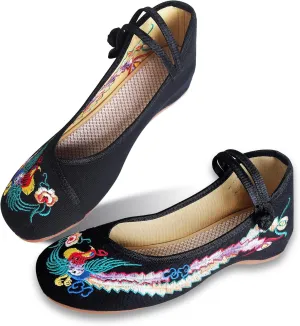 Pestor Women's Ballet Low Wedge Mary Jane Shoes Round Toe Comfort Women Ballerina Shoe