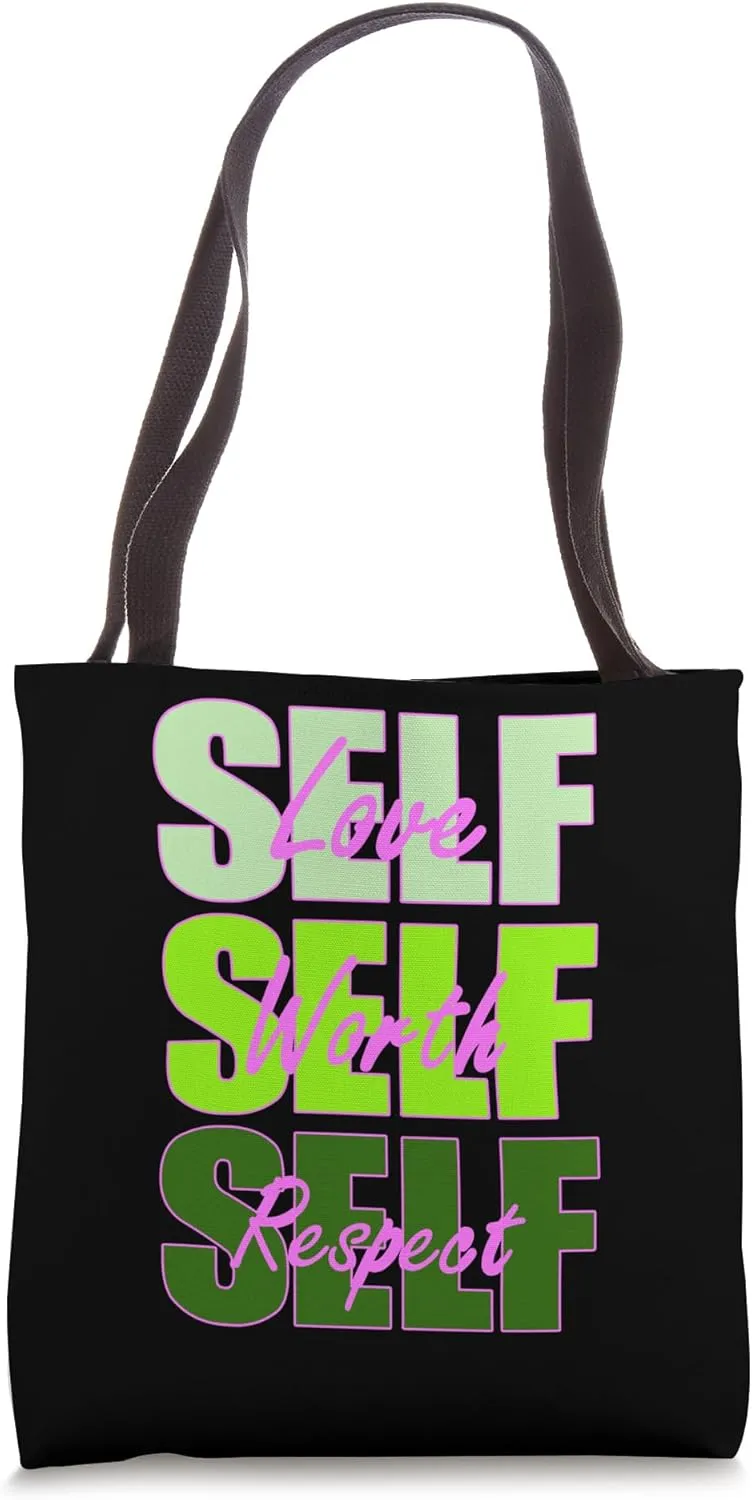 Pink and Green Self-ish x3 Pink & Green Graphic Tote Bag