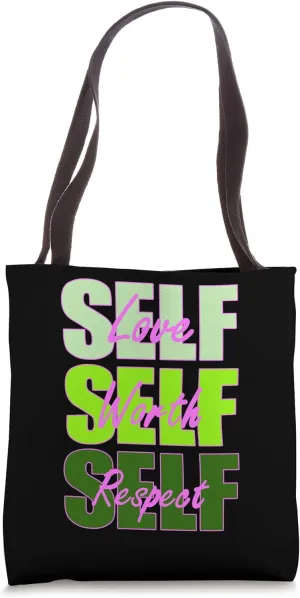 Pink and Green Self-ish x3 Pink & Green Graphic Tote Bag