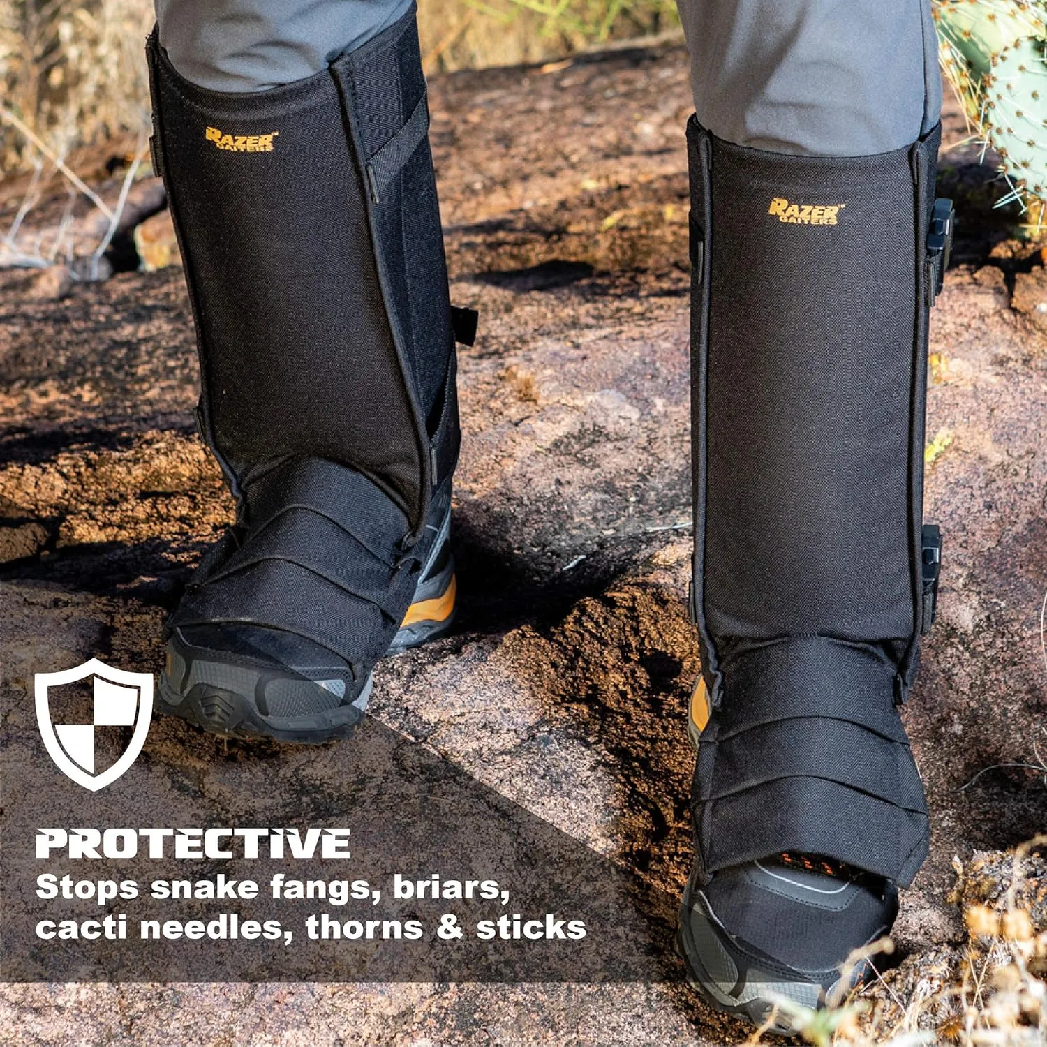 Razer Snake Gaiters for Hiking, Hunting - Snake Bite Protection Guards for Legs with Carry Bag, Heavy Duty, Adjustable Lightweight Flexible Design fits Men, Women - Lab Tested in USA