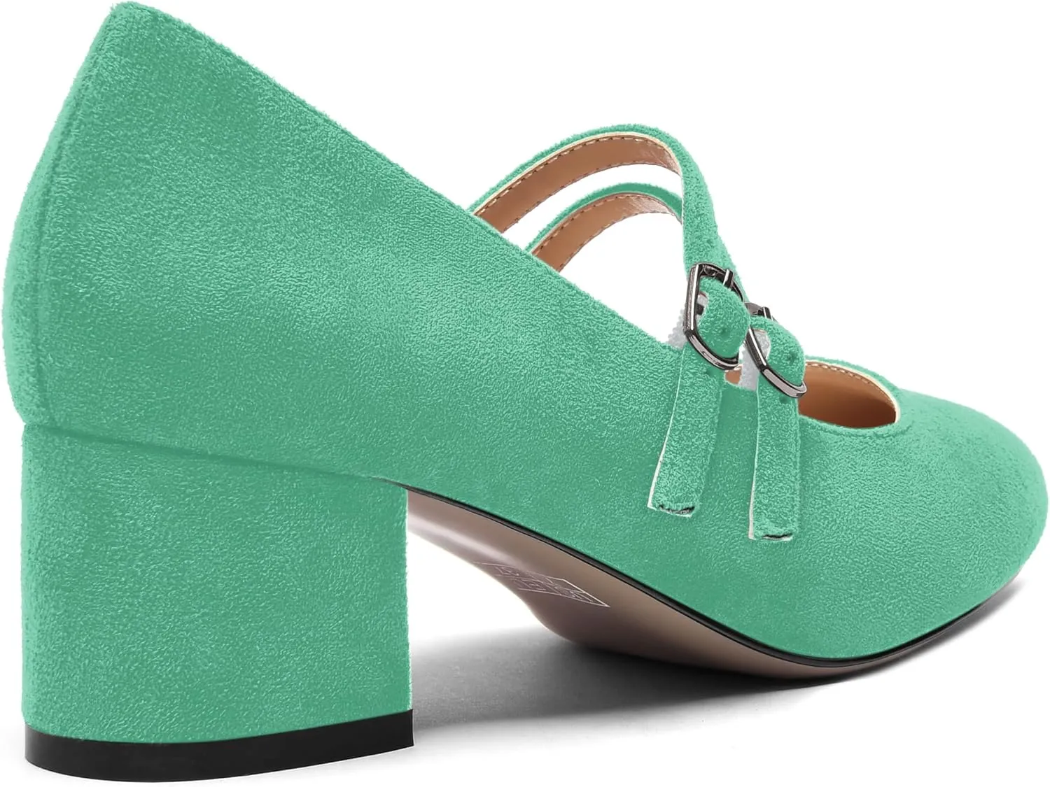 ROSERWISH Womens Comfortable Cute Round Toe Two Straps Party Suede Chunky Low Heel Pumps Dress Shoes 2 Inch