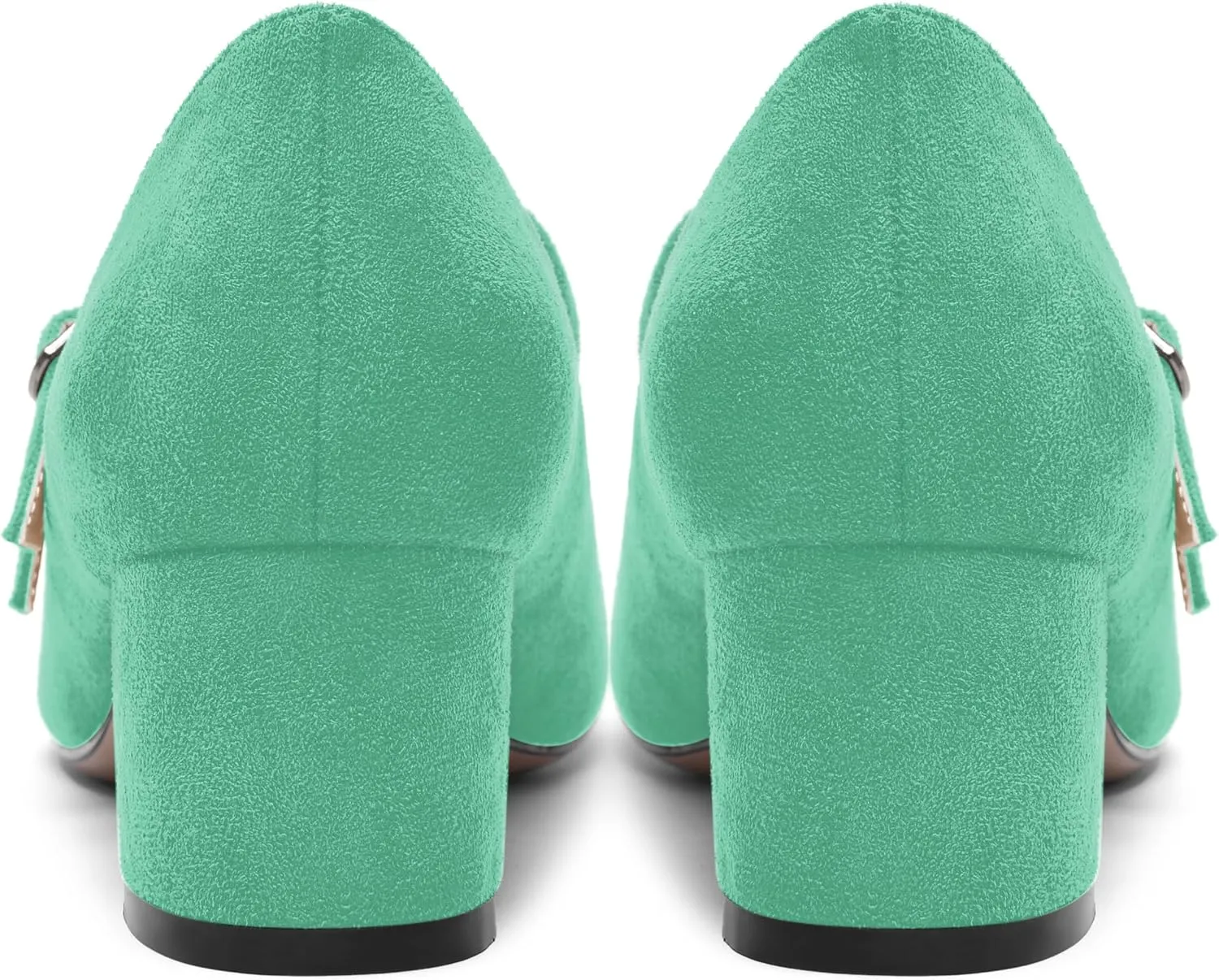 ROSERWISH Womens Comfortable Cute Round Toe Two Straps Party Suede Chunky Low Heel Pumps Dress Shoes 2 Inch
