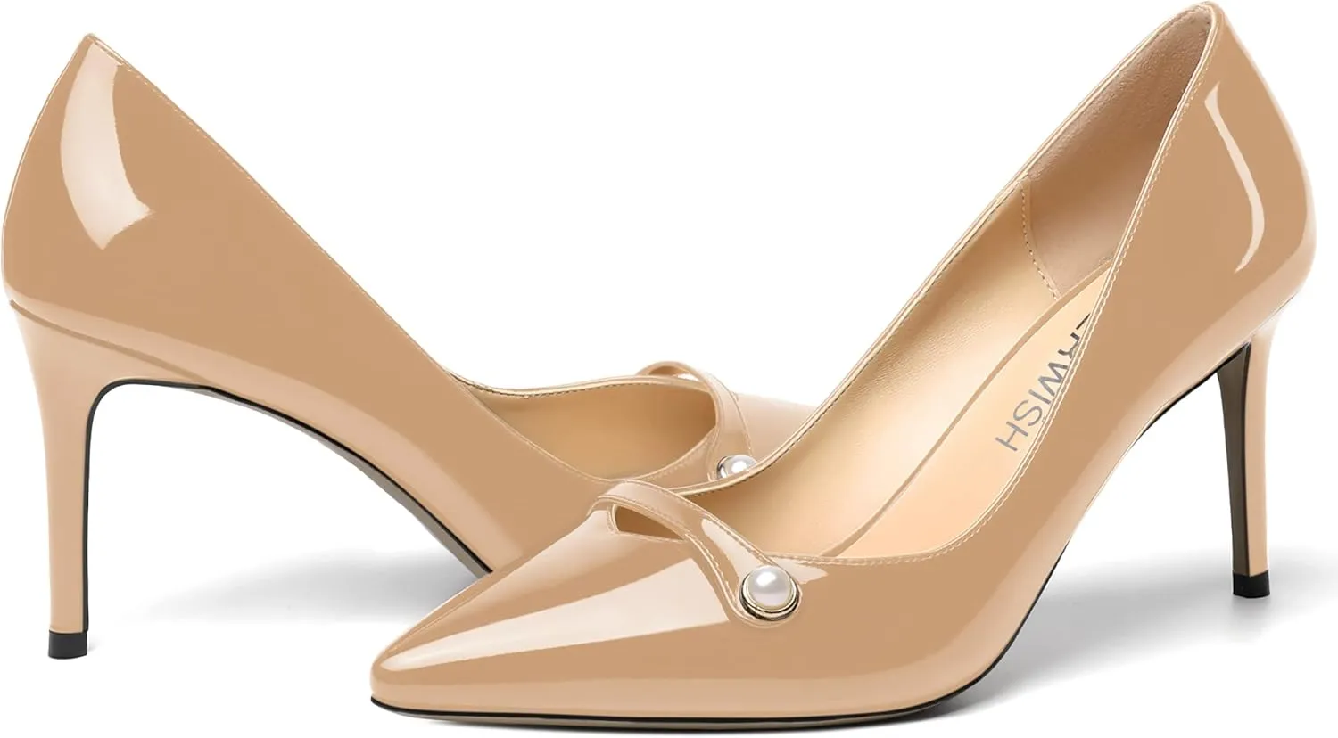 ROSERWISH Womens Fashion Party Patent Sexy Pointed Toe Slip On Stiletto High Heel Pumps Dress Shoes 3.5 Inch