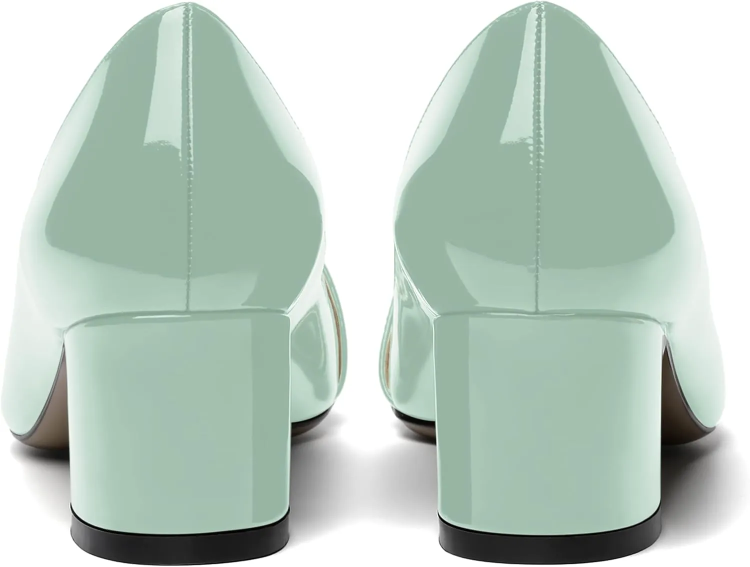 ROSERWISH Womens Party Dress Slip On Patent Pointed Toe Chunky Low Heel Pumps Shoes 2 Inch