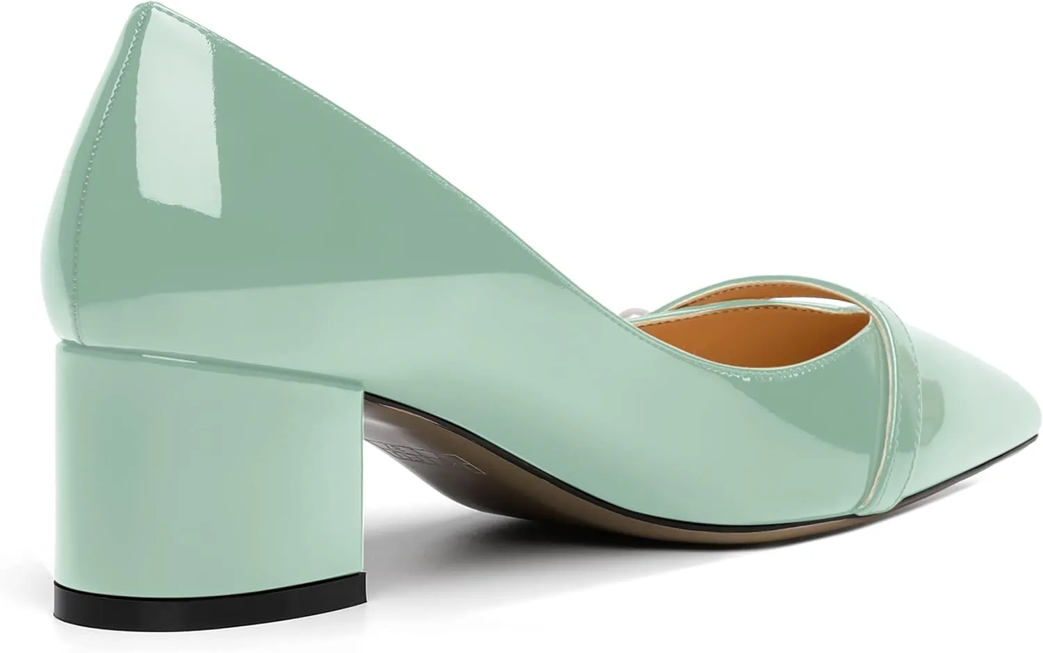 ROSERWISH Womens Party Dress Slip On Patent Pointed Toe Chunky Low Heel Pumps Shoes 2 Inch