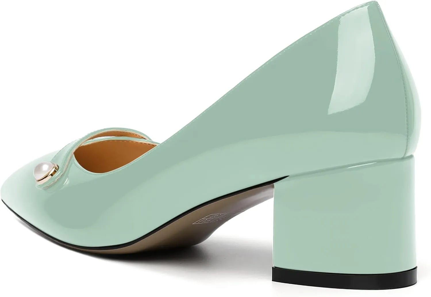 ROSERWISH Womens Party Dress Slip On Patent Pointed Toe Chunky Low Heel Pumps Shoes 2 Inch