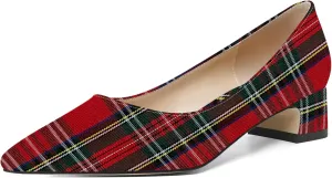 ROSERWISH Womens Patent Casual Work Comfortable Pointed Toe Slip On Chunky Low Heel Pumps Dress Shoes 1.5 Inch