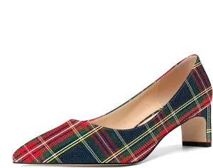 ROSERWISH Womens Slip On Patent Pointed Toe Dating Chunky Low Heel Pumps Dress Shoes 2 Inch