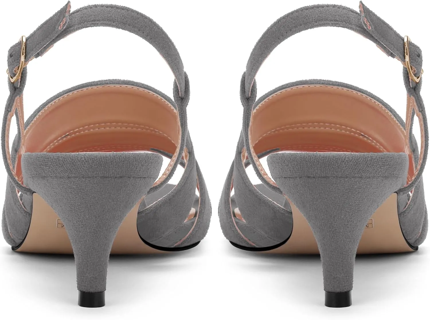 ROSERWISH Women's Strappy Low Kitten Heel Open Square Toe Slingback Suede Heeled Sandals Party Dress Wedding Dance Shoes