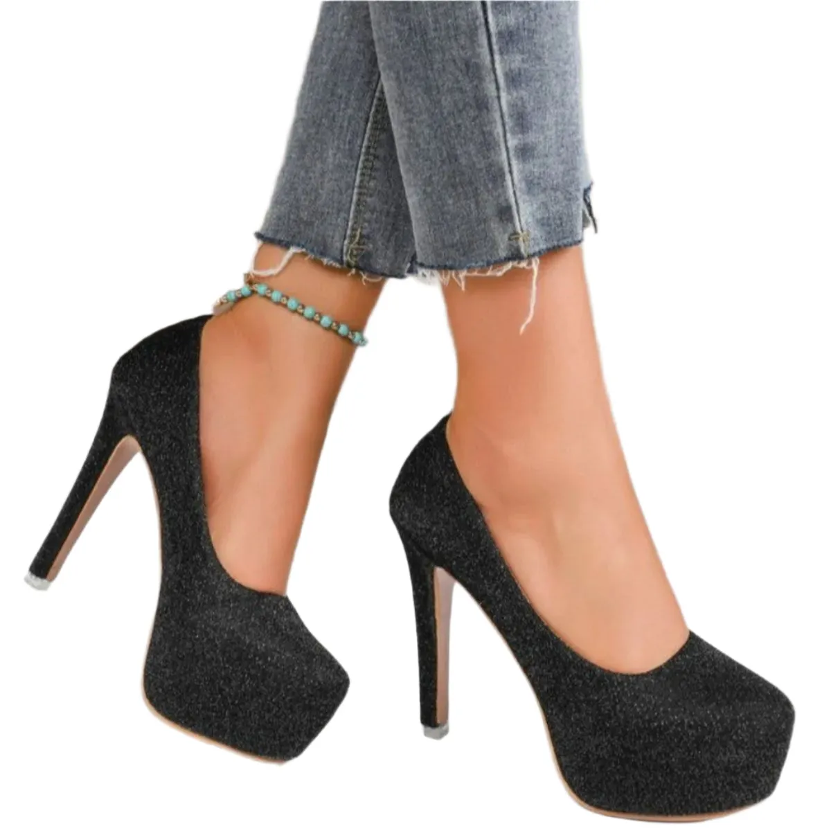 Round Toe Stiletto Pumps