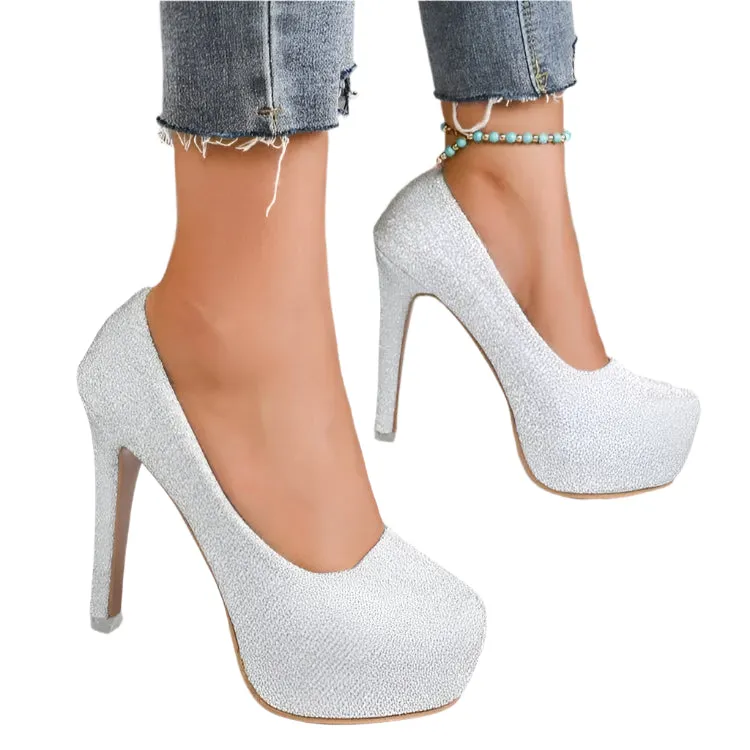 Round Toe Stiletto Pumps