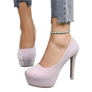 Round Toe Stiletto Pumps