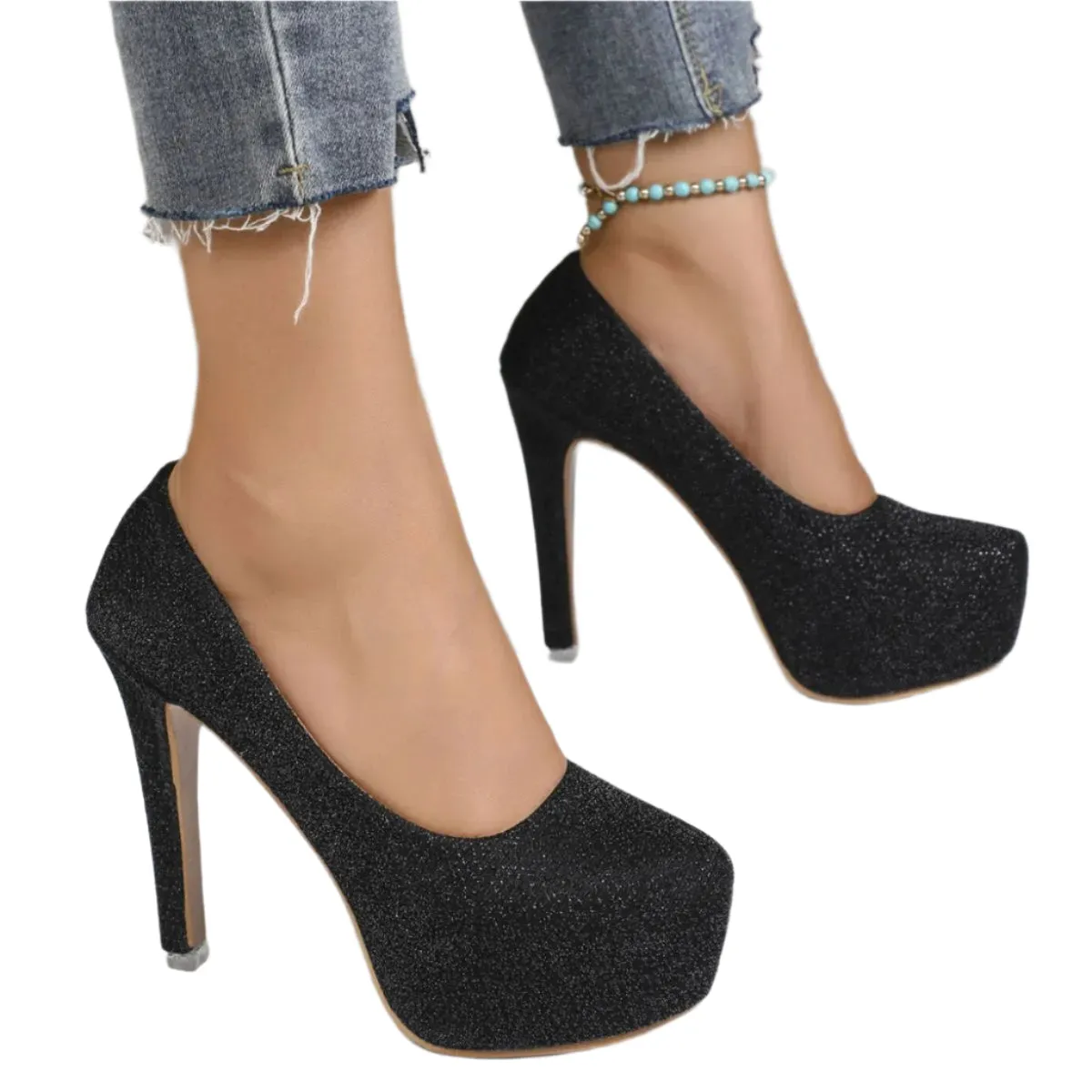 Round Toe Stiletto Pumps