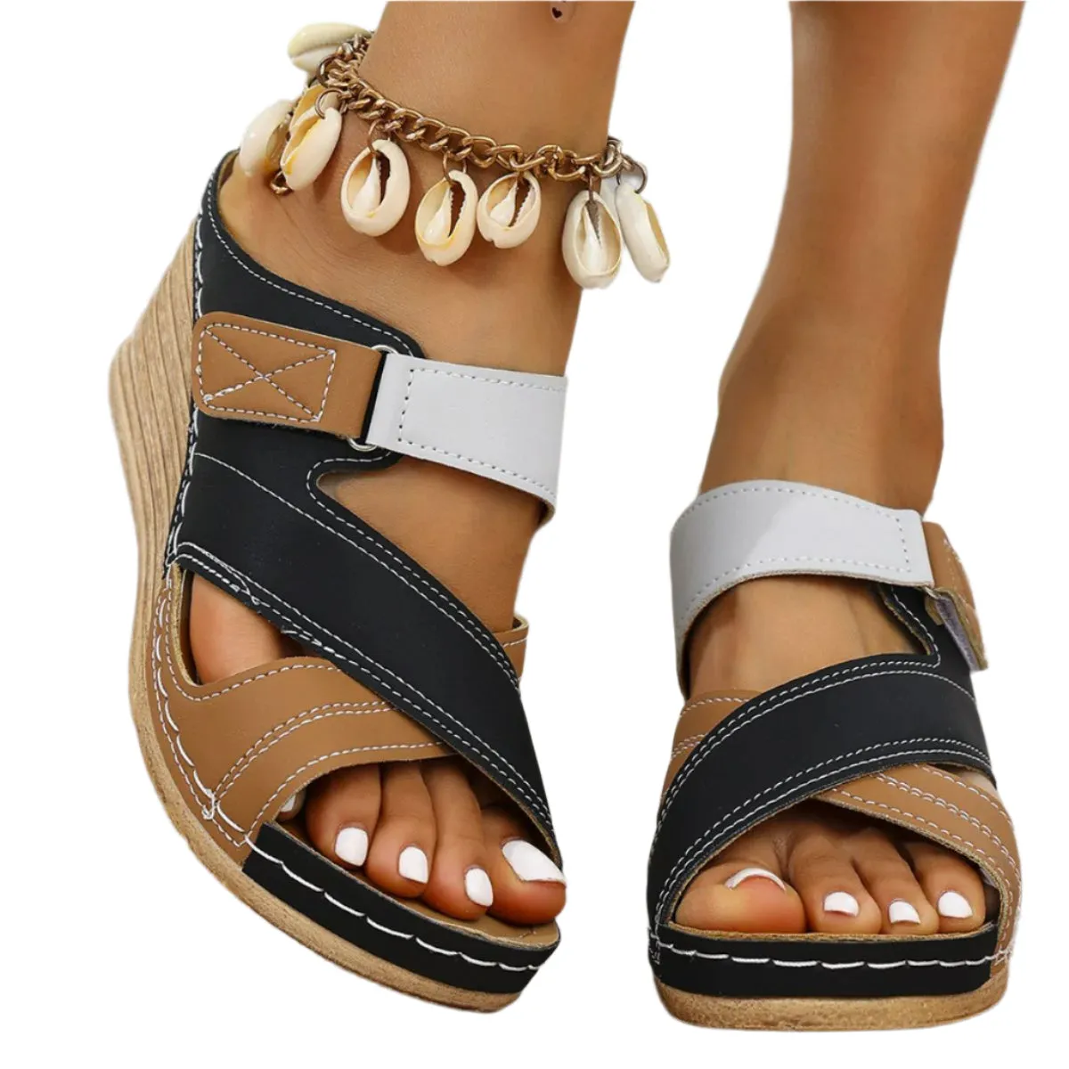 Round Toe Wedge Sandals