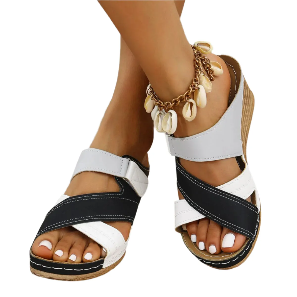 Round Toe Wedge Sandals
