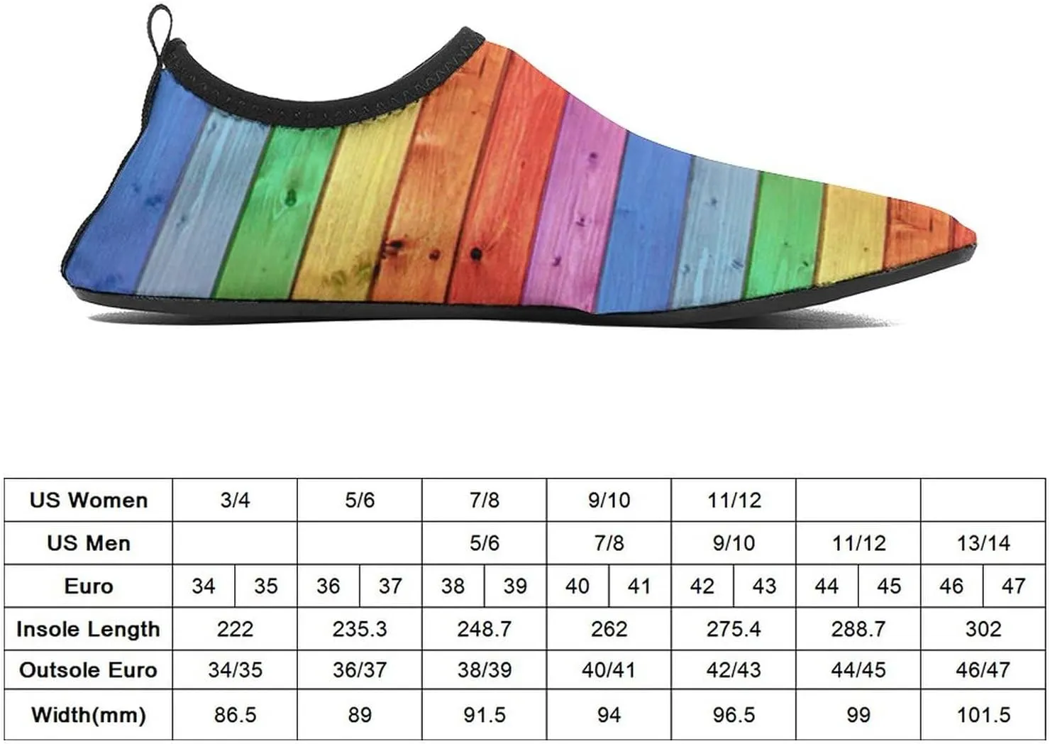 Rustic Old Barn Wood Rainbow Water Shoes for Men Women Barefoot Unisex Aqua Socks Slip-on for Beach Yoga Adult