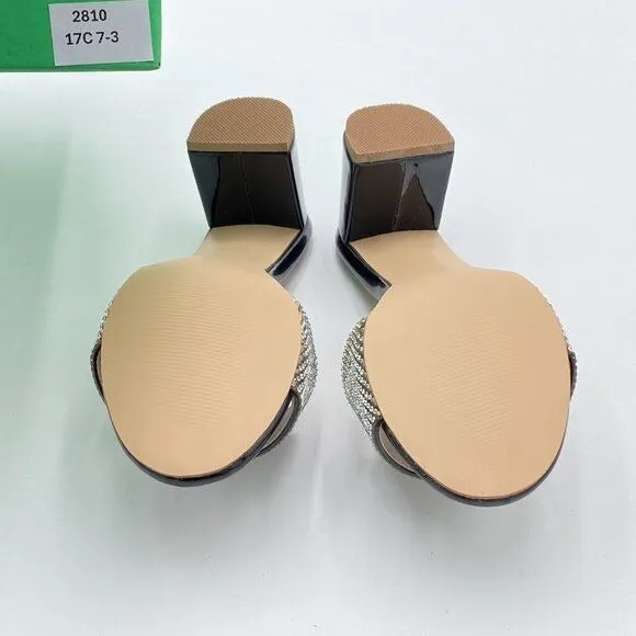 Sandals for Women,Slip On round Toe Mules with Heel ﻿