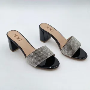 Sandals for Women,Slip On round Toe Mules with Heel ﻿